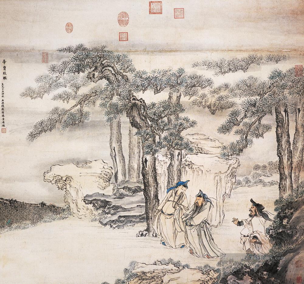 assistants de l’empereur Chine ancienne encre Peintures à l'huile
